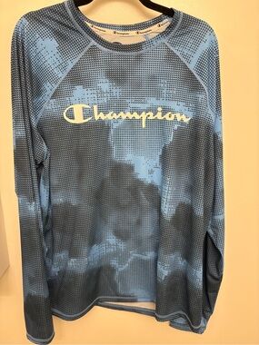 Champion Blue & Navy Long-Sleeve Performance/Swim Tee
